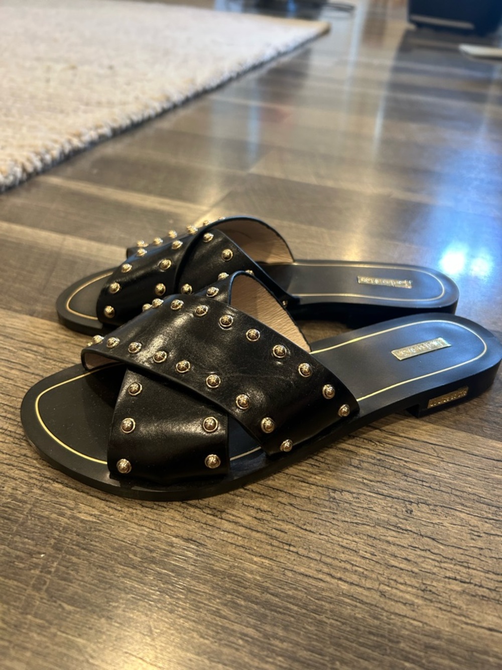 Louise et Cie Black Studded Slide Mules